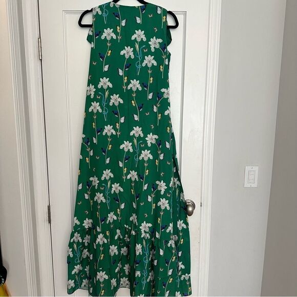 Borgo de Nor Green Garden of Eden Print Maxi Dress GUC US Size 4 with Tie Wrap - Picture 15 of 15